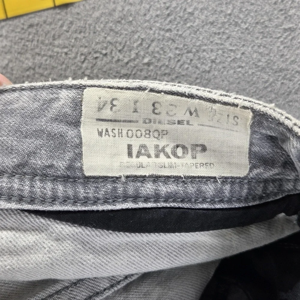 Diesel Jeans Mens 33x34 Gray Iakop Regular Slim Tapered Button Fly 008QP